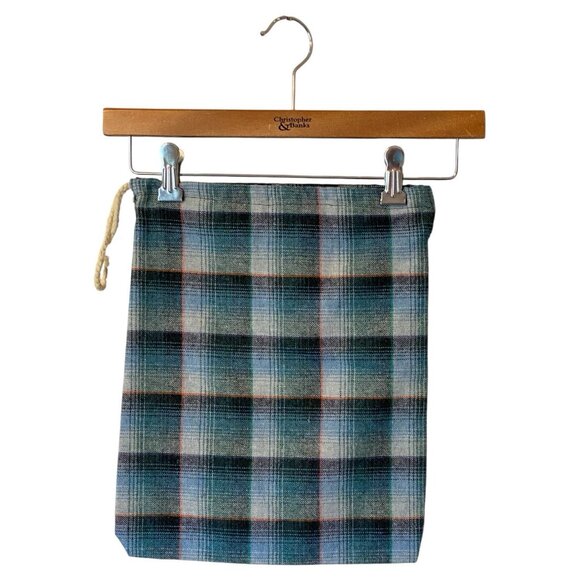 Unbranded Blue Plaid Drawstring Bag 11"x14" Reusable Tote Sack Travel Storage - Picture 2 of 4